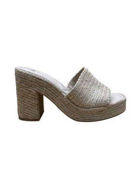 Zara Women’s Beige Espadrille Jute Platform Open Toe  High Heel Sandals Size 39